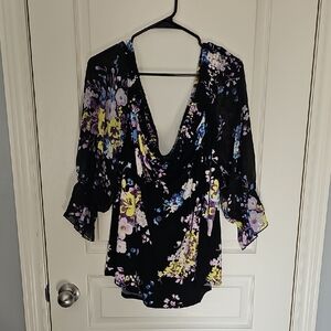 Torrid Black Floral Off The Shoulder Blouse